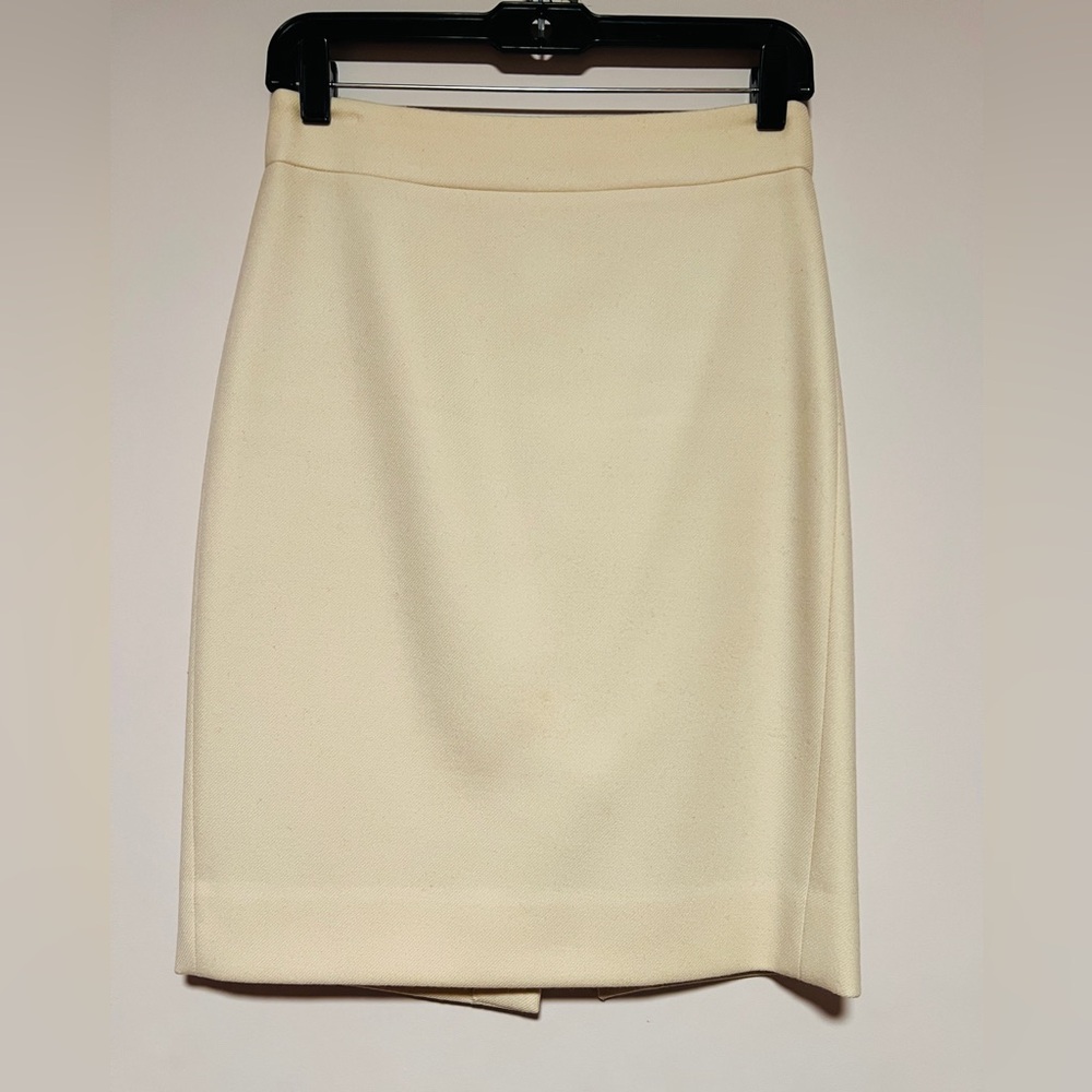 J. Crew Wool Cream Pencil Skirt